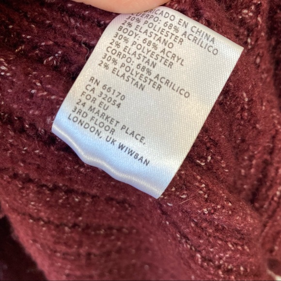 TRULY MADLY DEEPLY Ava Maroon Chunky Cardigan Small Oversized Balloon Sleeve - Picture 9 of 11